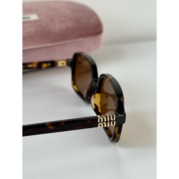 NEW Miu Miu MU11ZSF Regard Brown Havana Sunglasses $505 - Picture 6 of 7